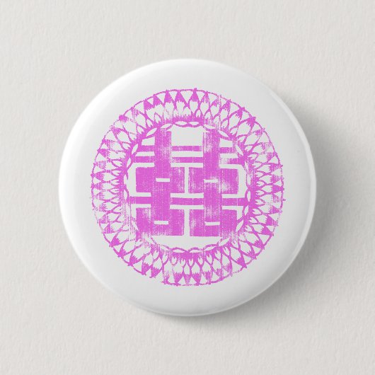 Roze Shuan Xi Ronde Button 5,7 Cm (Voorkant)