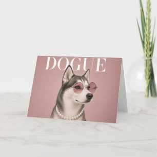 Roze Siberische Husky-hond Covergirl Kaart