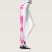 Roze Side Stripe Witte Leggings met aangepaste kle (Rechts)