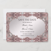 Roze sier Bewaar de datum Save The Date (Voorkant)