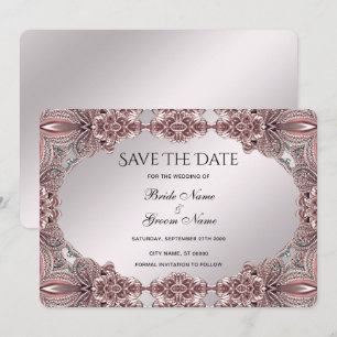 Roze sier Bewaar de datum Save The Date