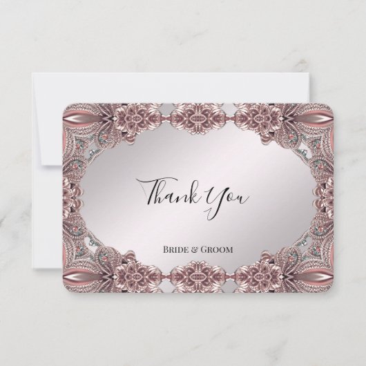 Roze Sier Dank Je Kaart (Voorkant)