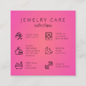 Roze Sieraden Care Instructies Business Bedankt Informatiekaartje (Voorkant)
