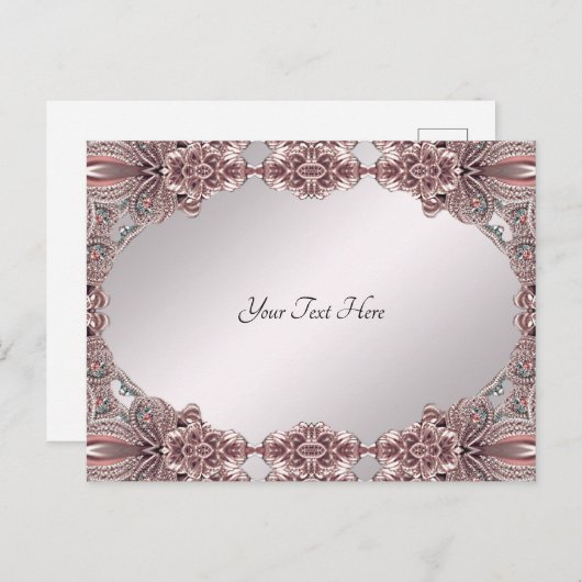 Roze Sieransichtkaart Briefkaart (Voorkant / Achterkant)