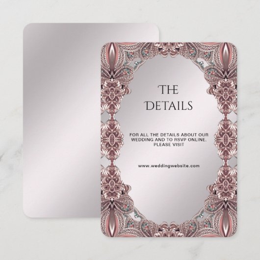 Roze sierdetailbehuizing Kaart (Voorkant / Achterkant)