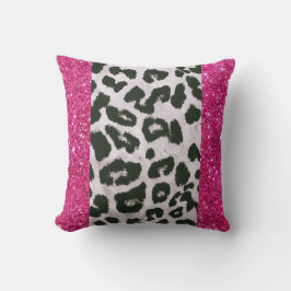 Roze Sierkussen met glitter Leopard