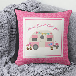 Roze Sierkussen van de Camper Camper Home Sweet Gl
