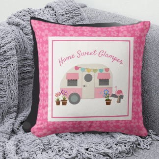 Roze Sierkussen van de Camper Camper Home Sweet Gl