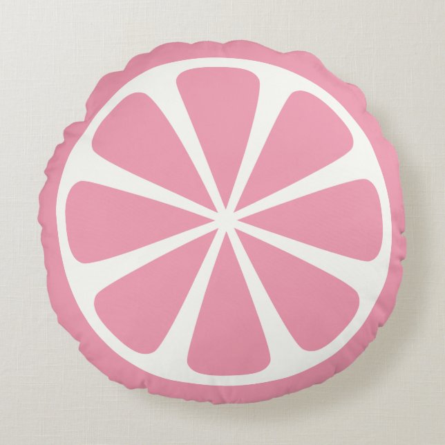 Roze Sierkussen van de Slice-zomerronde Rond Kussen (Voorkant)