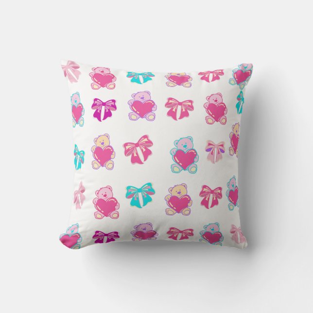 Roze Sierkussen van Teddy Bears & Bows (Voorkant)
