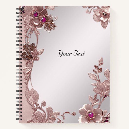 Roze Sierlijk Bloem Notitieboek (Voorkant)