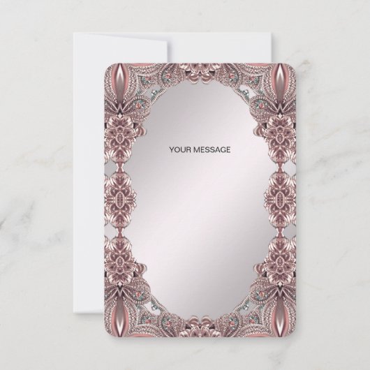 Roze sierlijke bedankkaart (Achterkant)