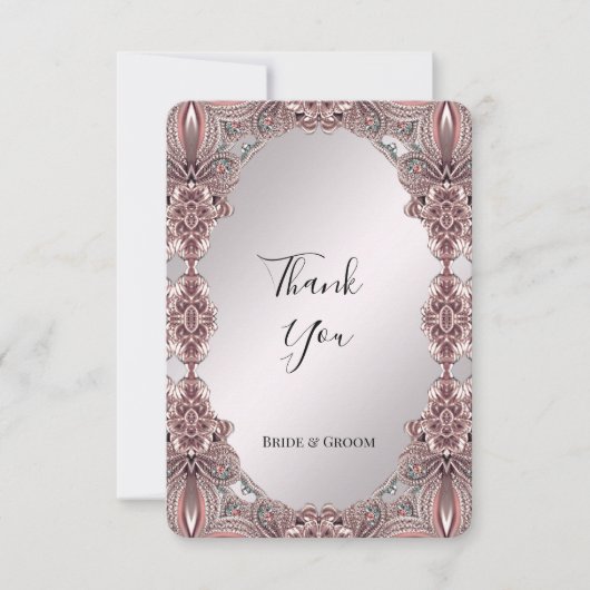 Roze sierlijke bedankkaart (Voorkant)