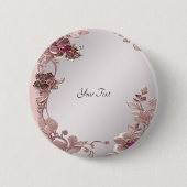 Roze Sierlijke Bloem Knop Ronde Button 5,7 Cm (Voorkant)