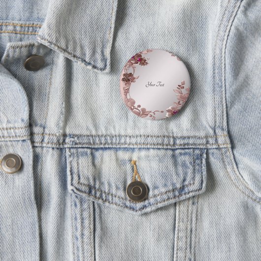 Roze Sierlijke Bloem Knop Ronde Button 5,7 Cm (In situ)