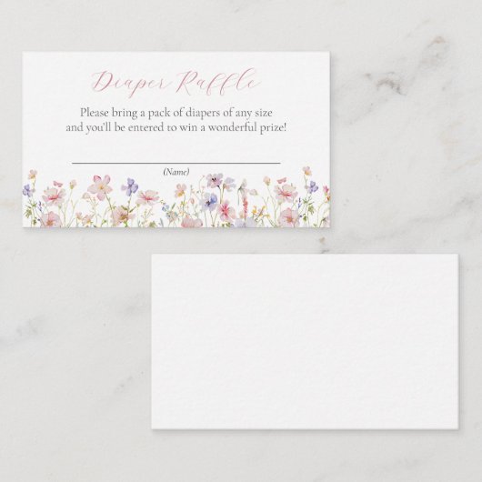 Roze sierlijke bloemen luier Raffle behuizing Kaar Informatiekaartje (Voorkant / Achterkant)