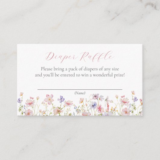 Roze sierlijke bloemen luier Raffle behuizing Kaar Informatiekaartje (Voorkant)