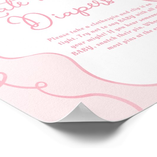 Roze sierlijke boog golvende hand getrokken Dont z Poster (Hoek)