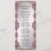 Roze sierlijke bruiloft programma programmakaart (Achterkant)