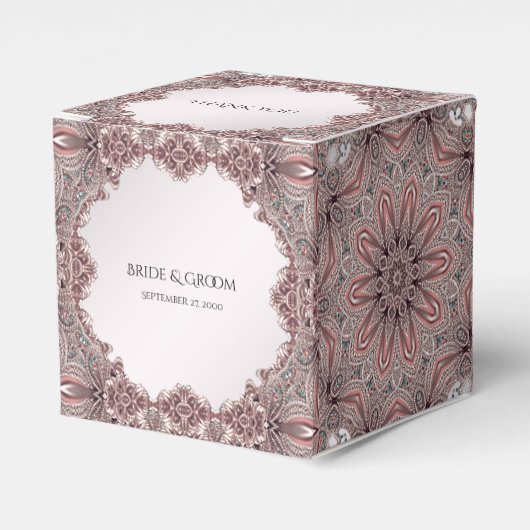 Roze sierlijke gunstbox bedankdoosjes (Voorkant Zijde)
