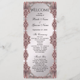 Roze Sierlijke Huwelijksprogramma Programmakaart