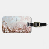 Roze Sierlijke Parel en Bloem Bagage Label (Voorkant horizontaal)
