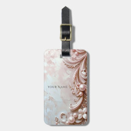 Roze Sierlijke Parel en Bloem Bagage Label