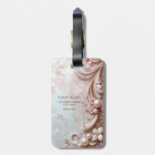 Roze Sierlijke Parel en Bloem Bagage Label (Achterkant verticaal)
