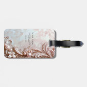 Roze Sierlijke Parel en Bloem Bagage Label (Achterkant horizontaal)