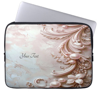 Roze Sierlijke Parel en Bloem Laptop Hoes