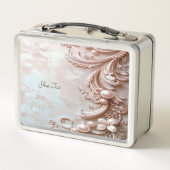 Roze Sierlijke Parel en Bloem Lunchbox (Achterkant)