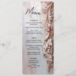 Roze Sierlijke Parel- en Bloemenmenu Menu