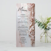 Roze Sierlijke Parel- en Bloemenmenu Menu (Staand voorkant)