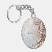 Roze Sierlijke Parel en Bloemensleutelhanger Sleutelhanger (Voorkant Links)