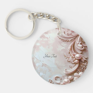 Roze Sierlijke Parel en Bloemensleutelhanger Sleutelhanger