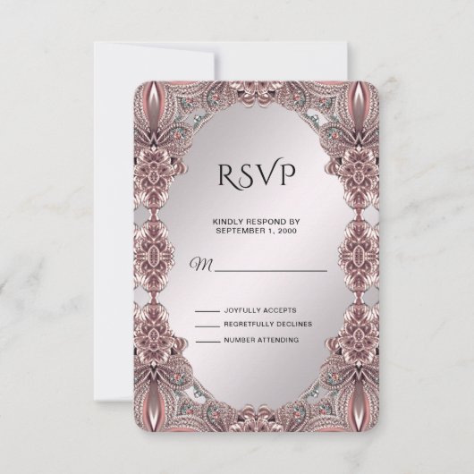 Roze sierlijke RSVP-kaart RSVP Kaartje (Voorkant)