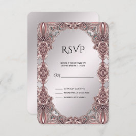 Roze sierlijke RSVP-kaart RSVP Kaartje