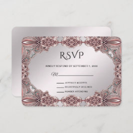 Roze sierlijke RSVP-kaart RSVP Kaartje