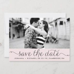 Roze sierlijke script save the date aankondiging