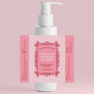 Roze Sierlijke Strik Frame Shampoo Fles Label Sparkling Wijnetiket