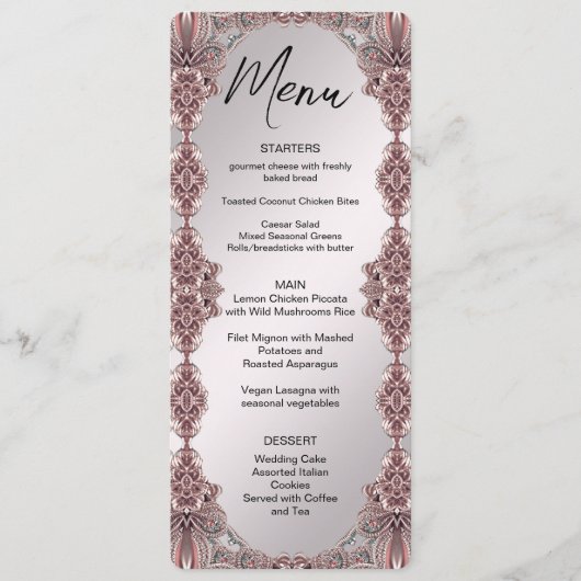 Roze siermenu menu (Voorkant)
