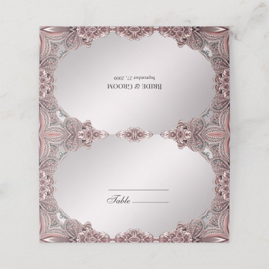 Roze sierplaatskaart plaatskaartje (Buitenkant ongevouwen)