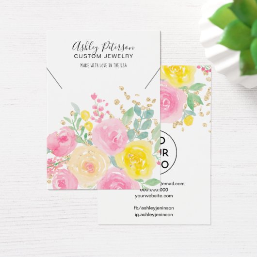 Roze siersieraden voor waterverf, ketting visitekaartje (Bureau)