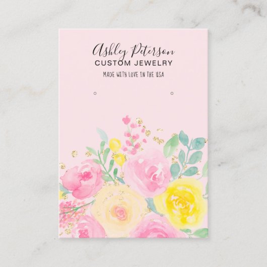 Roze siersiersieraden voor waterverf visitekaartje (Voorkant)