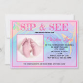 Roze sierstrip Nieuw geboren Sip en zie Aangepaste Kaart (Voorkant)