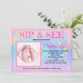 Roze sierstrip Nieuw geboren Sip en zie Aangepaste Kaart (Staand voorkant)