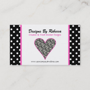 Roze sierstrip Zebra Print Heart Visitekaartje