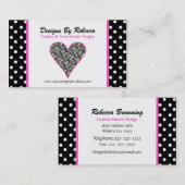 Roze sierstrip Zebra Print Heart Visitekaartje (Voorkant / Achterkant)