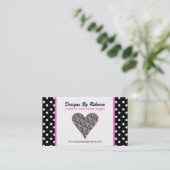 Roze sierstrip Zebra Print Heart Visitekaartje (Staand voorkant)