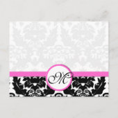 Roze sierstrip zwart Damask repesal Dinner Uitnodiging Briefkaart (Achterkant)